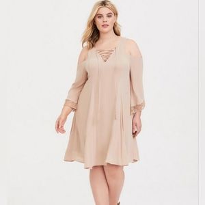 NWT Torrid 2 Beige Gauze Trapeze Dress